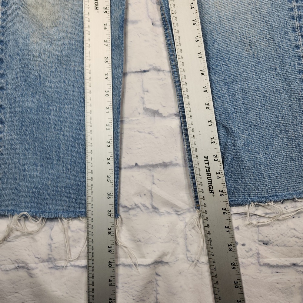 Zara WOMENS SIZE 4 High Rise Straight Leg Jean Raw Hem Mid Wash - Picture 3 of 14